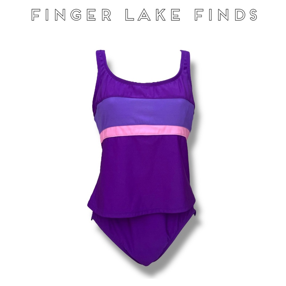Lands' End Women's Purple Two Piece Tankini, 12